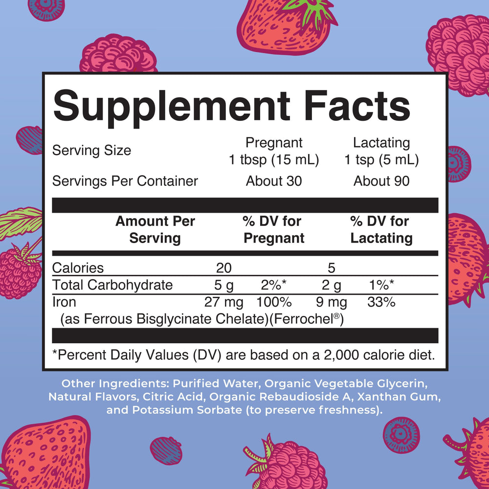 | Liquid Iron Supplement Prenatal & Postnatal for Pregnant & Lactating | Iron Deficiency | Immune Support | Sugar/Gluten Free | Vegan | Non-GMO | 15.22 Fl Oz