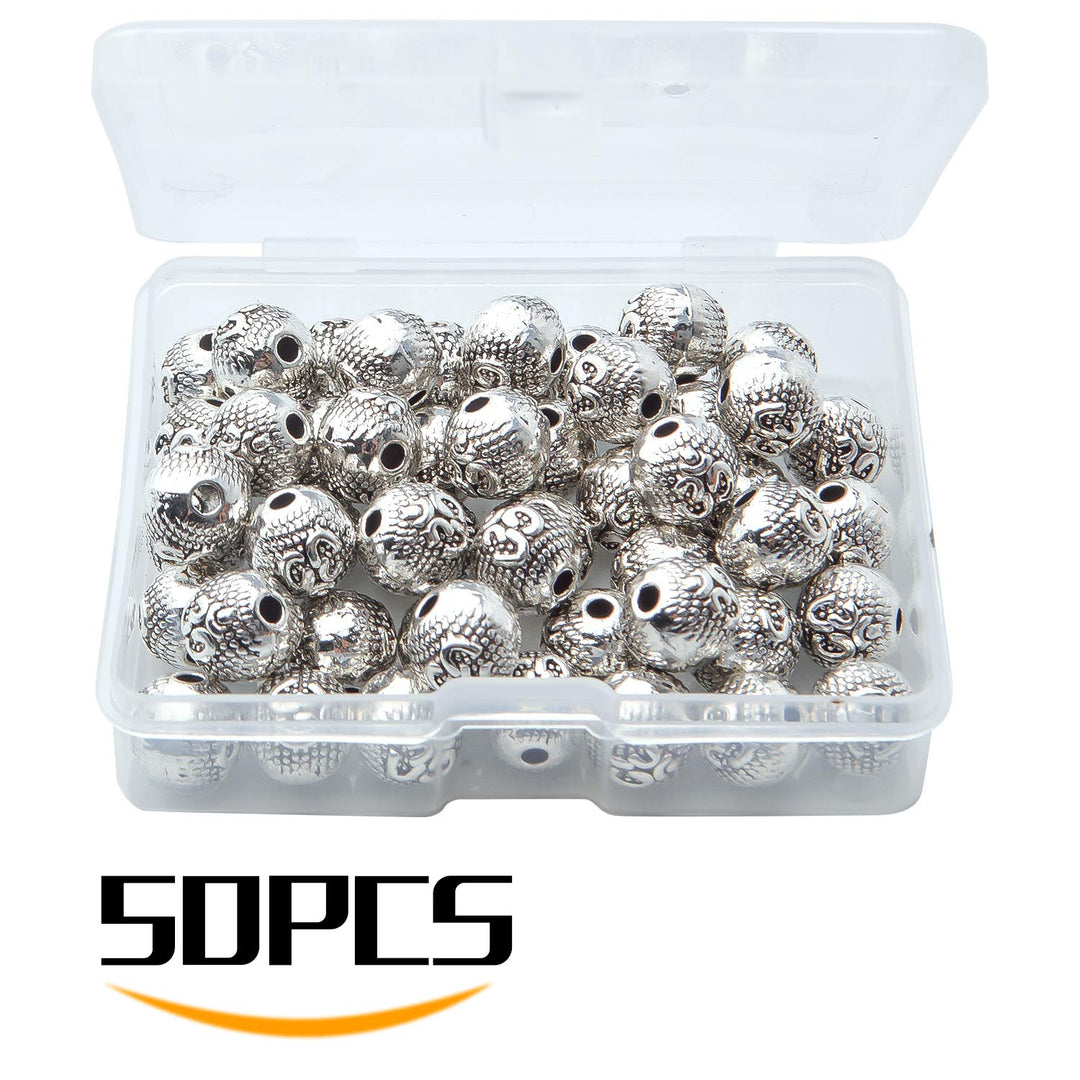 50pcs 8mm Antique Silver Spacer Bead Tibetan Bead Space