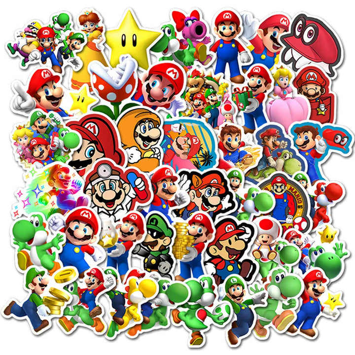 Super Mario Bros Stickers for Water Bottles 50 Pack Cute,Waterproof,Aesthetic,Trendy Stickers for Teens,Girls Perfect for Waterbottle,Laptop,Phone,Travel Extra Durable Vinyl (Mario)