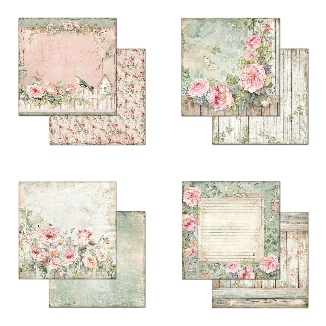 STAMPERIA INTERNATIONAL, KFT Scrapbooks Paper Pad 8X8 10PK HOUSE ROSE, 20.3 x 20.3 (8&#39;&#39; x 8&#39;&#39;), Multicoloured