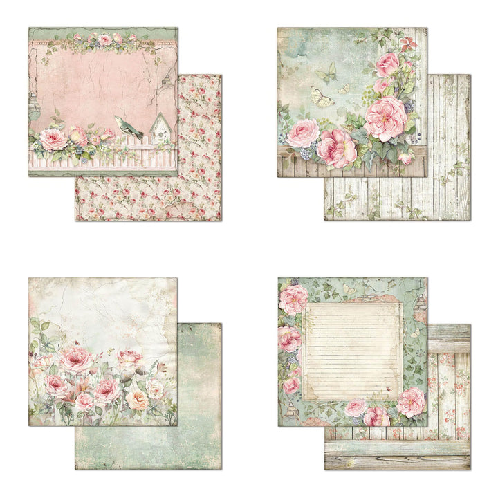 STAMPERIA INTERNATIONAL, KFT Scrapbooks Paper Pad 8X8 10PK HOUSE ROSE, 20.3 x 20.3 (8&#39;&#39; x 8&#39;&#39;), Multicoloured