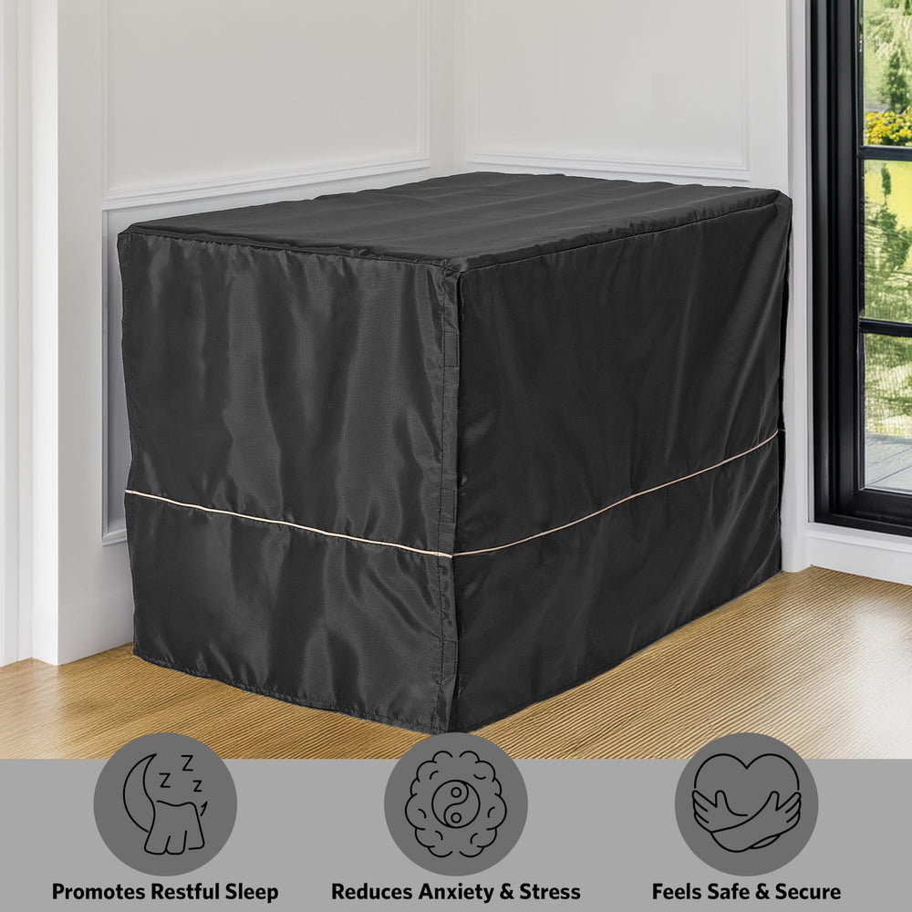 Dog Crate Cover, Privacy Dog Crate Cover Fits Midwest Dog Crates, Crate Cover Only, Machine Wash & Dry, Black, 30-Inch