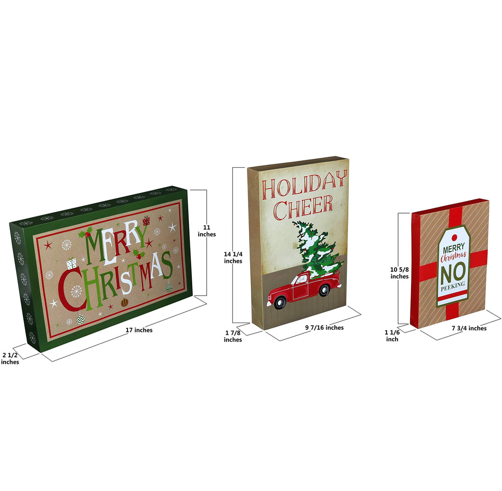 Iconikal Christmas Holiday Kraft Gift Boxes - 3 Sizes, 