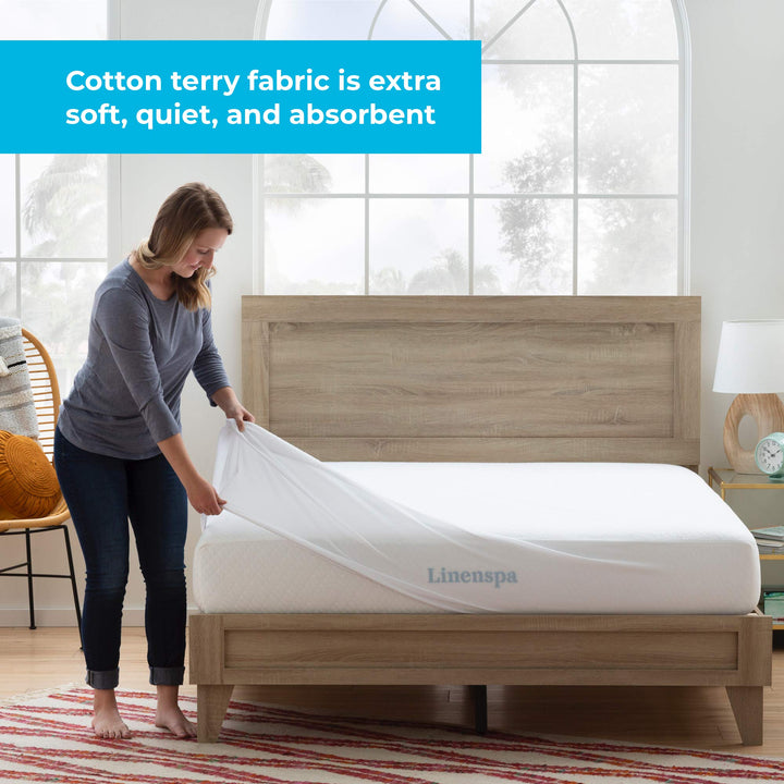 Linenspa Cotton Terry Waterproof Mattress Protector - T