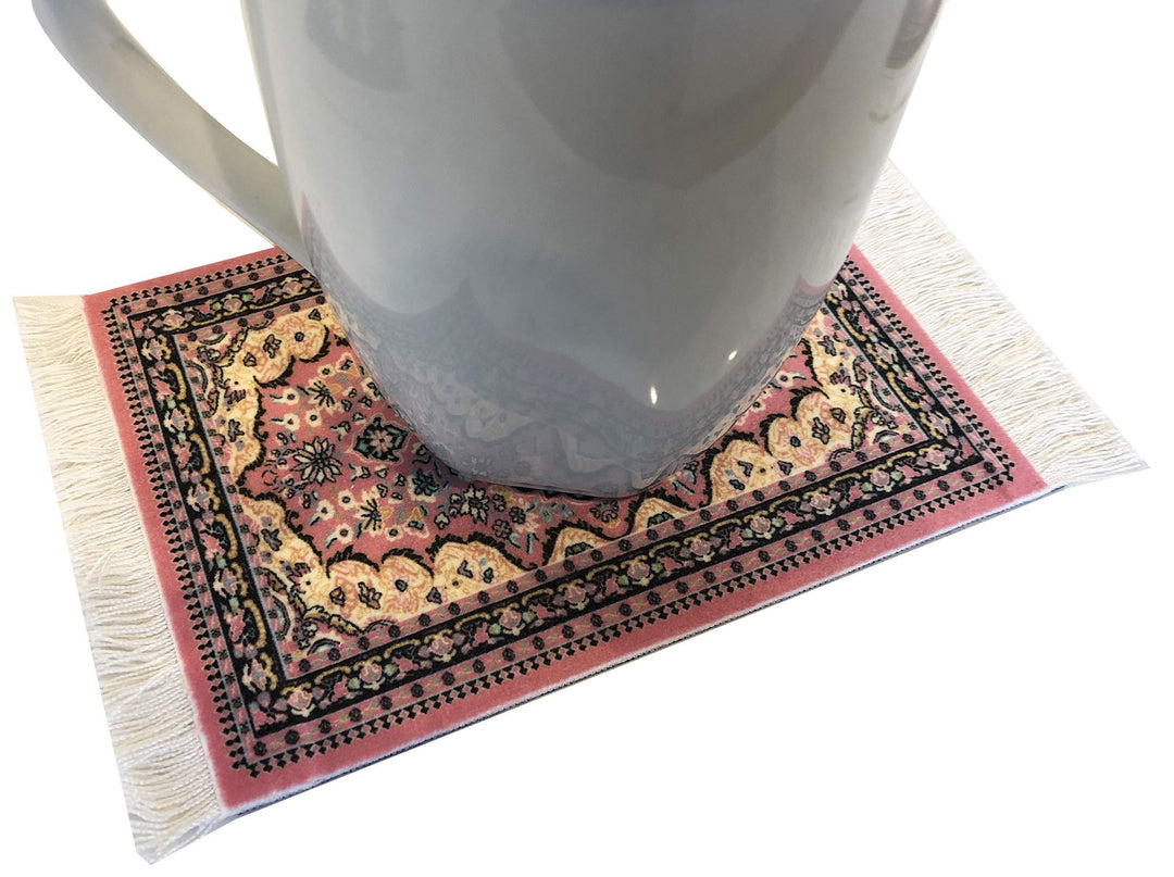 Rug Coasters, Set of 4 Turkish Carpet Style Table Drink mats, Absorbent Kitchen and Dining Accessories, Spill &amp; drip Protection, Rectangular