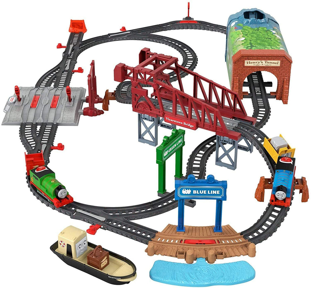 Thomas &amp; Friends Toy Train Set Talking Thomas &amp; Percy Motorized Engines with Track, Sounds &amp; Phrases for Preschool Pretend Play Kids Ages 3+ Years