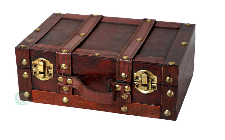 (TM Old-Fashioned Small Suitcase/Decorative Box with Straps