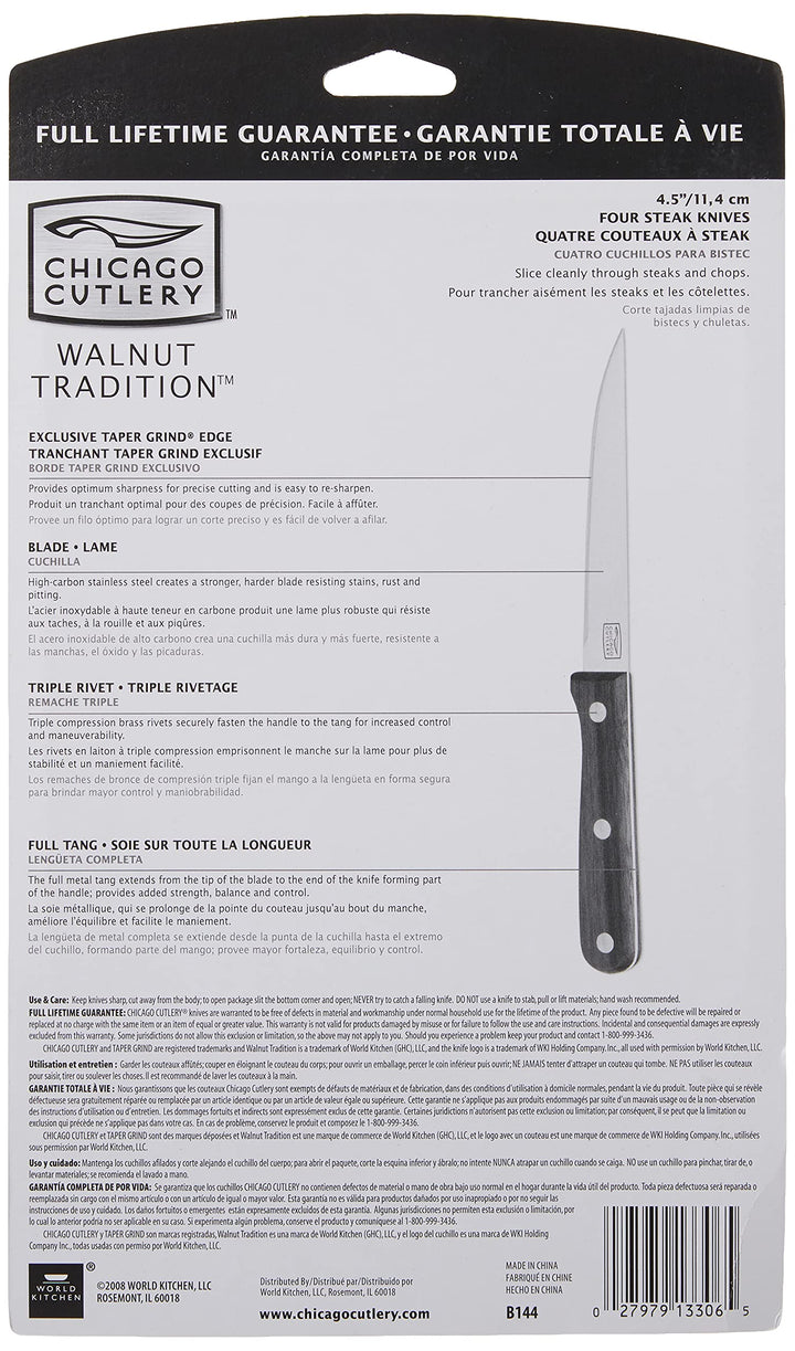 #B144/1104670 4-Piece Walnut Tradition Steak Knife Set