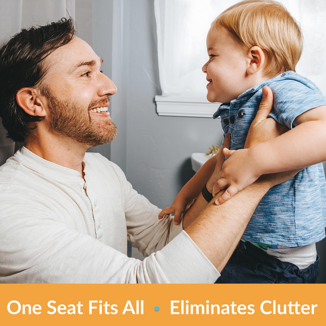 Little2Big Toilet Seat with Built-In Potty Training Seat, Slow Close, Easy to Install, Elongated, White