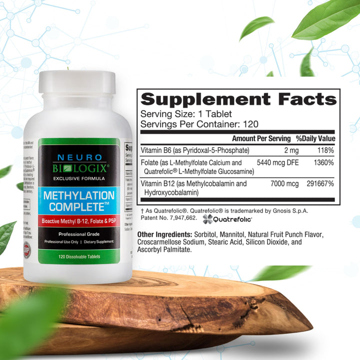 Methylation Complete in Fast-Dissolving Tablets - Methylated B Complex Vitamins to Aid Over 200 Body Processes - Supports Energy, Cell Function &amp; Immunity - Enhanced Absorption with B12, B6 &amp; Folate