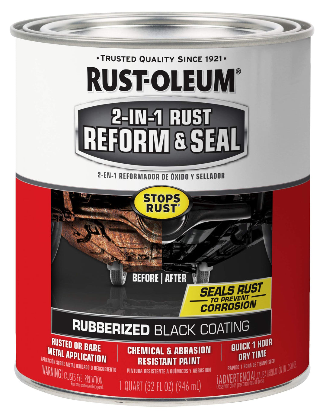 344763 Automotive 2-in-1 Rust Reform &amp; Seal, Quart, Black, 32 Fl Oz (Pack of 1)
