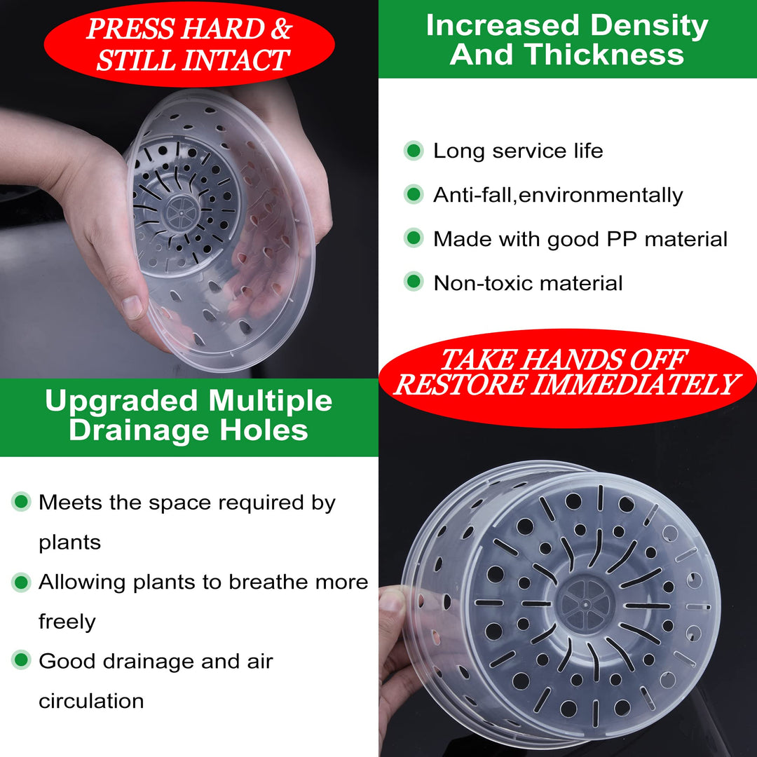 8 Pack 7 inch Orchid Pots with Holes and Saucers Clear Plastic Orchid Pots