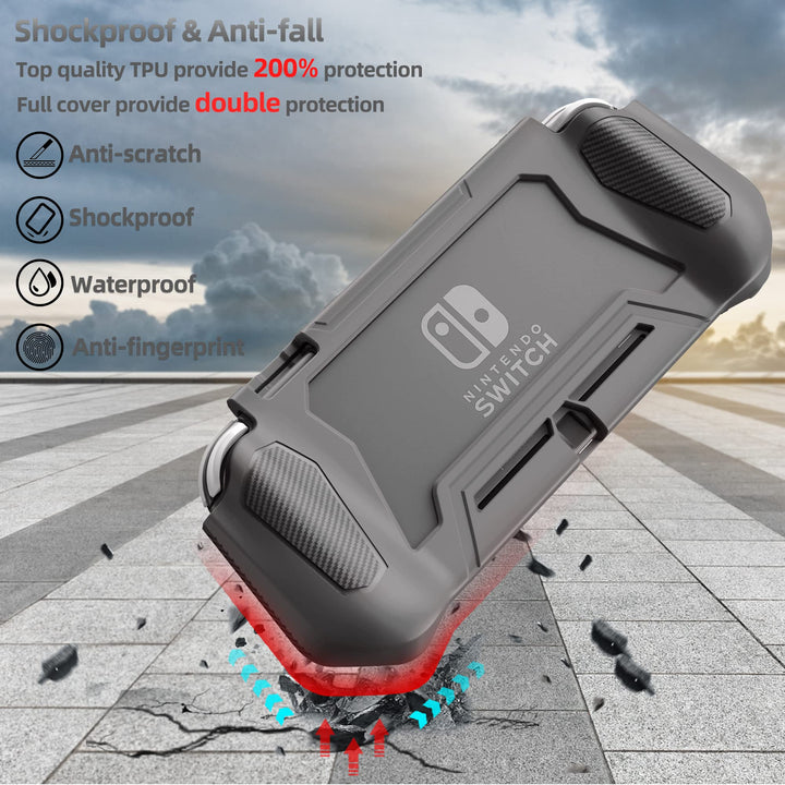 Switch Lite Case Protective Case for Nintendo Switch Lite, Full Protection TPU Shockproof Case Cover for Nintendo Switch Lite Skin with Built-in Screen Protector &amp; Joystick Caps, Coral