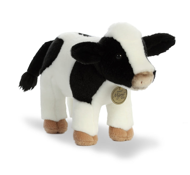 Aurora® Adorable Miyoni® Tots Holstein Calf Stuffed Animal - Lifelike Detail - Cherished Companionship - White 11 Inches