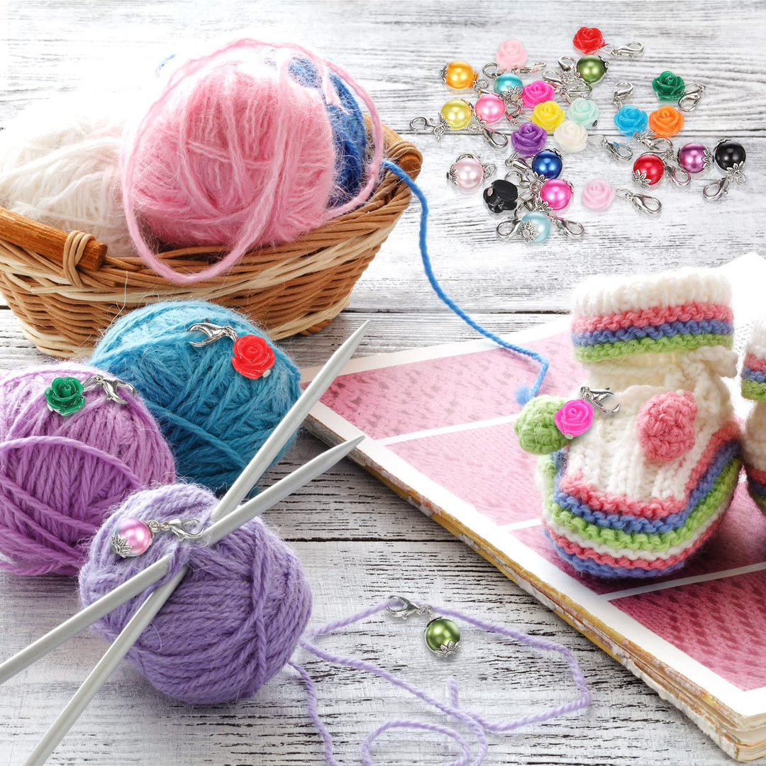 Junkin 24 Pcs Stitch Markers for Crocheting Clasp Croch
