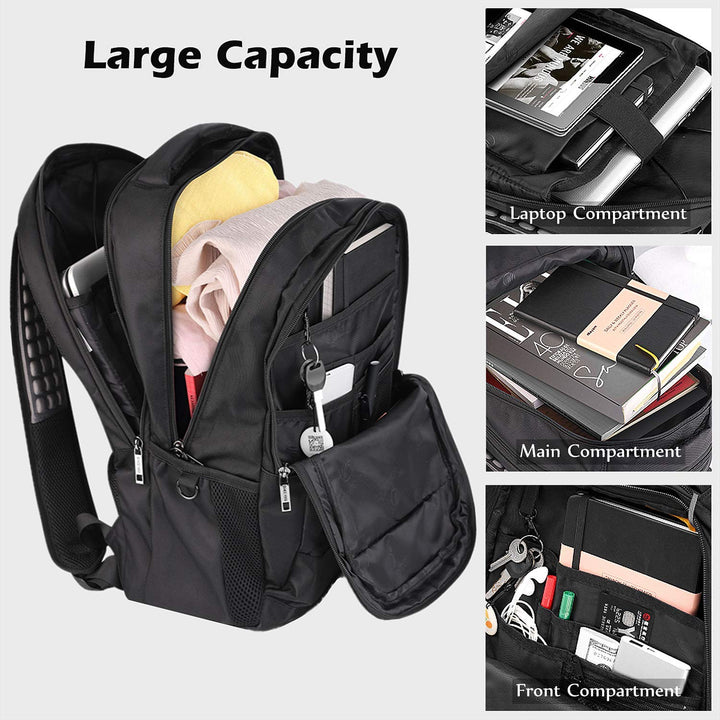 Laptop Backpack, 15.6-17 Inch Travel Backpack for Laptop and Notebook, High School College Bookbag for Women Men Boys, Anti-Theft Water Resistant Bussiness Bag with USB Charging Port, Black