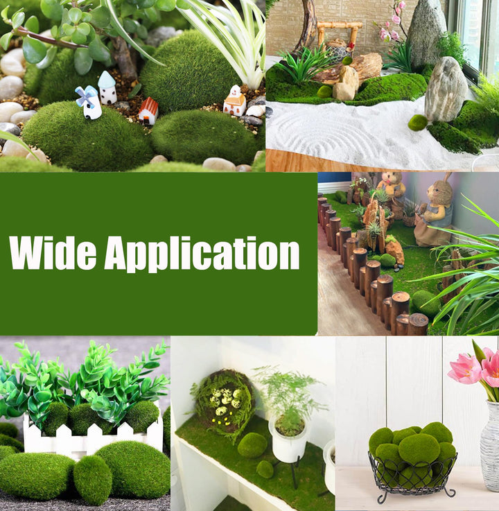 50 Pcs 5 Size Artificial Moss Rocks Decorative Faux Green Moss Covered Stones Fake Moss Balls for Garden Decor DIY Floral Arrangements Plant Poted Decoration