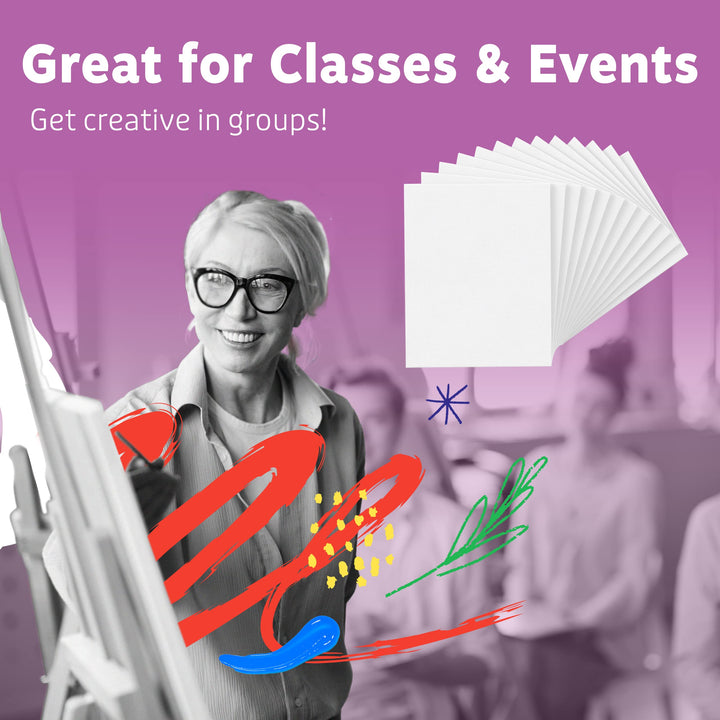 Canvases for Painting - Pack of 12, 6 x 6 Inch Blank White Canvas Boards - 100% Cotton Art Panels for Oil, Acrylic &amp; Watercolor Paint