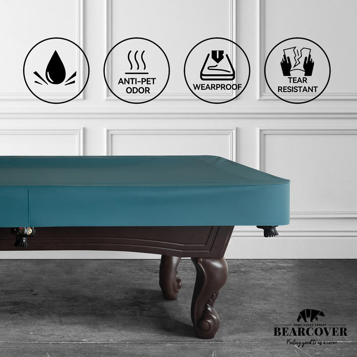 Heavy Duty Leatherette Billiard Pool Table Cover, Waterproof &amp; Tearproof Cover for Pool Table 7/8/9FT (10 Colors Available) (8 Feet/Malachite Green)