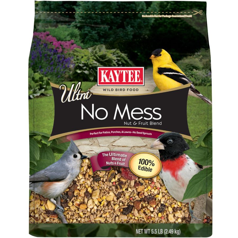 Wild Bird Ultra No Mess Nut & Fruit Food Seed Blend For Blue Jays, Woodpeckers, Juncos, Cardinals, Grosbeaks, Sparrows, and Finches, 5.5 Pound