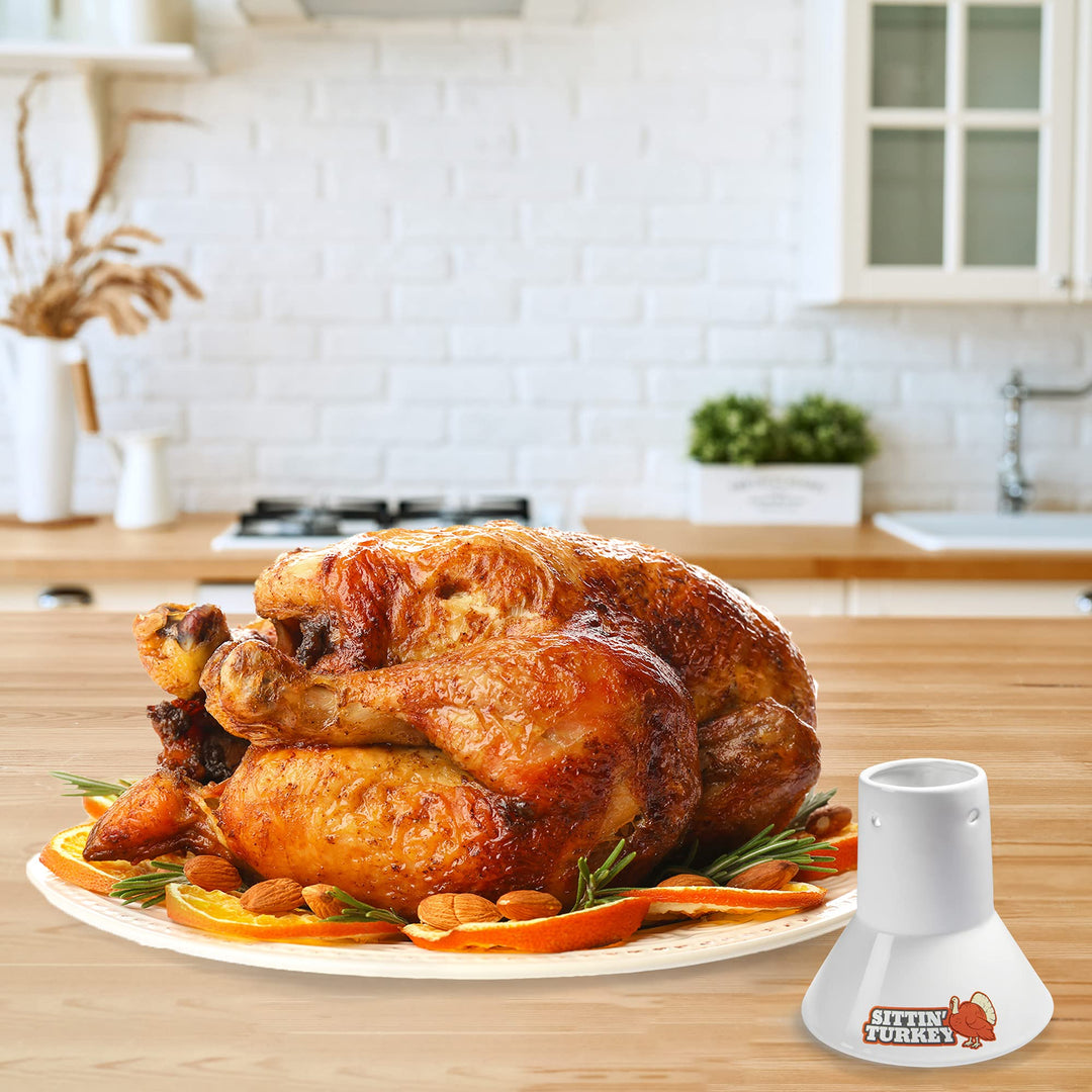 Beer Can Turkey Roaster- Sittin&#39; Turkey Marinade Barbecue Steamer- Infuse delicious BBQ flavor