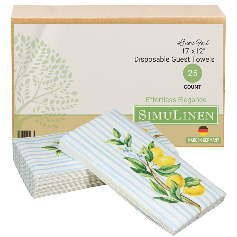 Lemons & Stripes Design Disposable Guest Hand Towel