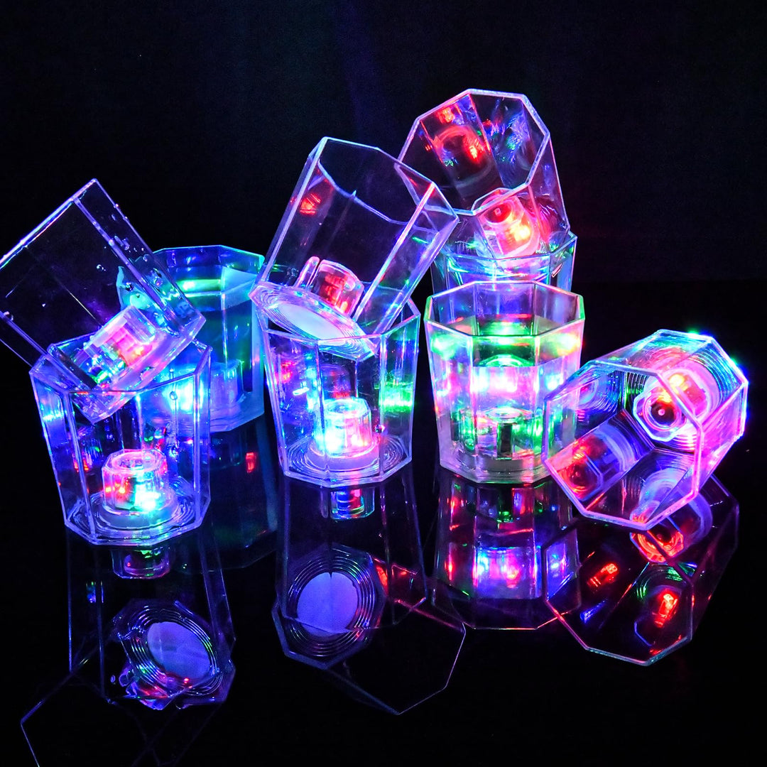 Light Up Shot Glasses Set of 24 Party Favors Adults Shot Cups for Party LED Flash Light Up Drinking Glasses Glow in the Dark Shot Glasses for Birthday Christmas Thanksgiving Weddings Festivals etc