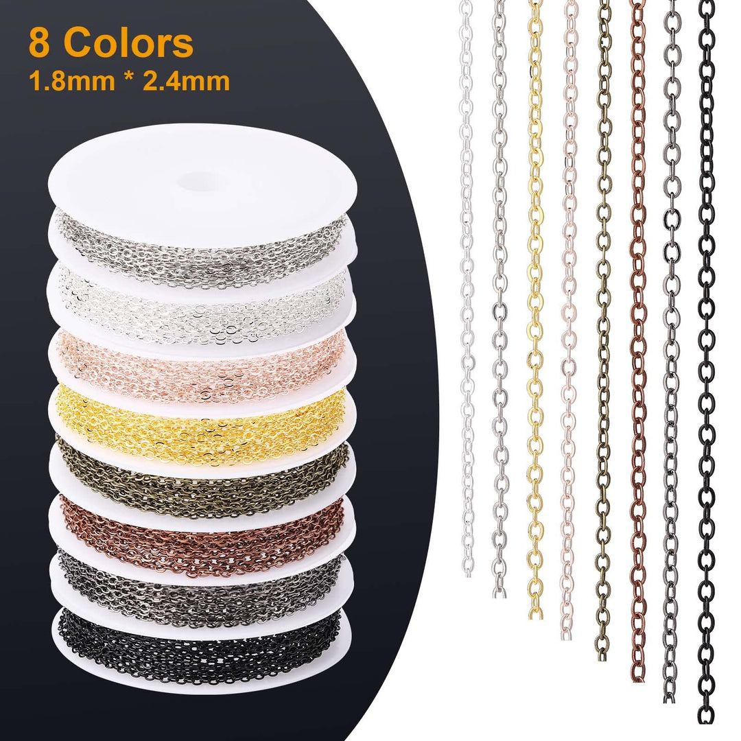 PP OPOUNT 80 Feet Necklace Chains Roll, 8 Colors Jewelr