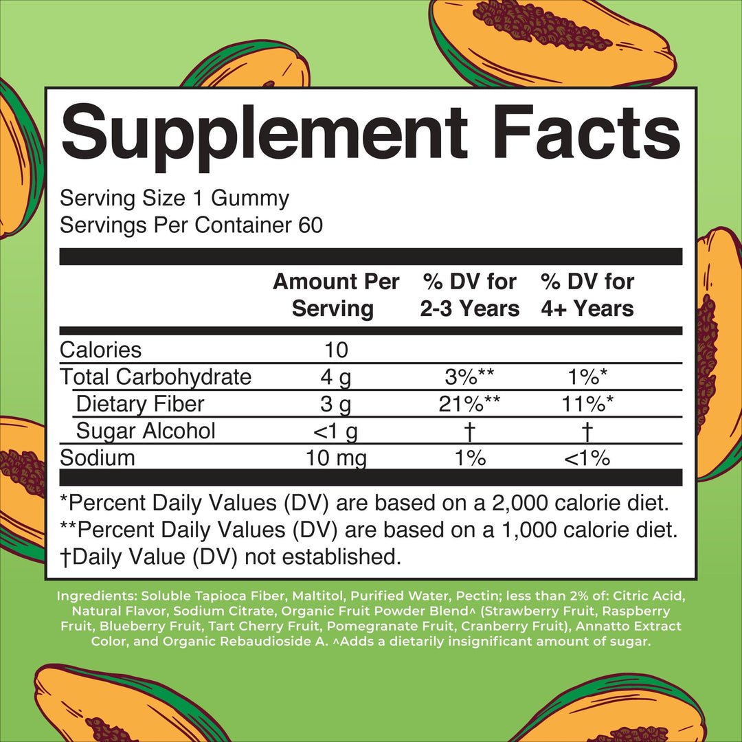 MaryRuth&#39;s Fiber Gummies for Kids | 2 Month Supply | Sugar Free | Soluble Fiber Supplement | Gut Health &amp; Digestion Support | 3g Fiber per Gummy | Vegan | 60 Count