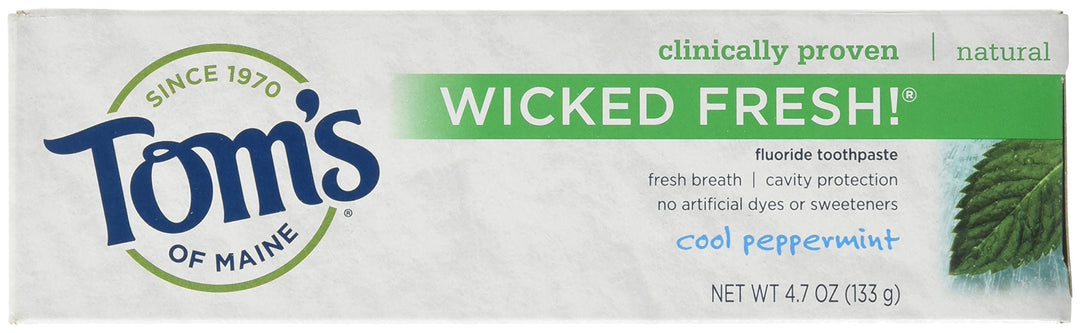 Toms of Maine Wicked Fresh Cool Peppermint Fluoride Toothpaste, 4.7 Ounce -- 6 per case.