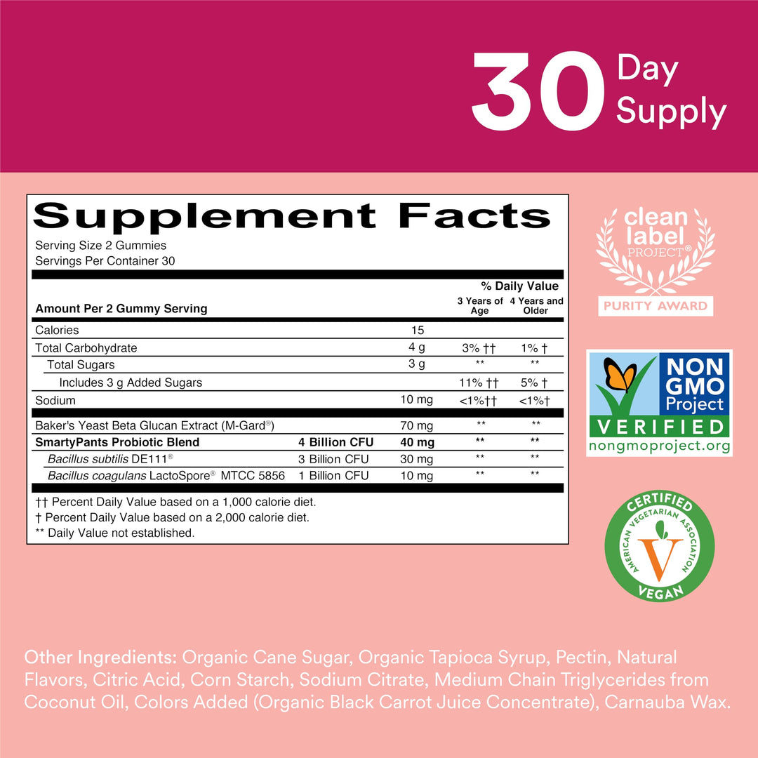 SmartyPants Kids Probiotic Immunity Gummies: Prebiotics