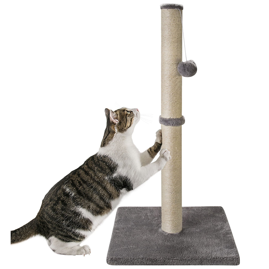 32 Inches Tall Cat Scratching Post, Cat Scratch Post Tree Kitten Scratcher with Sisal Rope, Scratching Post for Indoor Cats with Hanging Ball