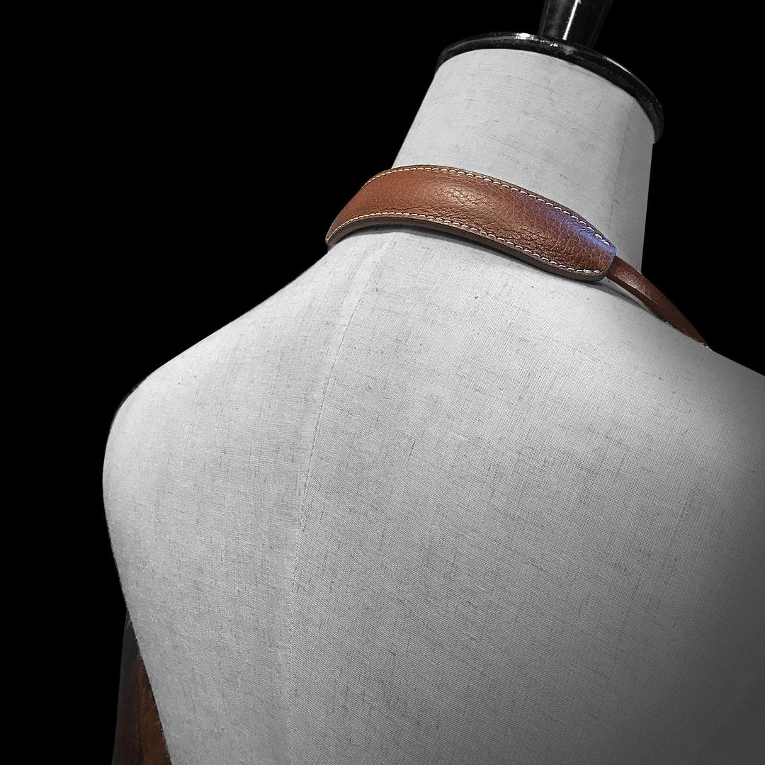 CP005 Leather Camera Neck Shoulder Strap with Pad, Mirrorless Camera Strap Compatible with Sony Leica Nikon Fujifilm Olympus Panasonic (Color: Brown, Length 108cm)