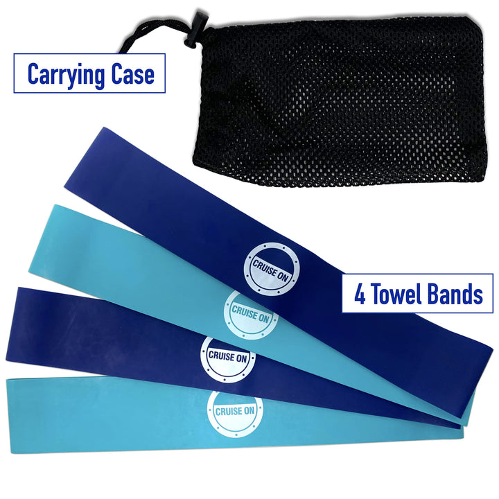 Towel Bands (4 Pack) - The Better Towel Chair Clips Option for Beach, Pool &amp; Cruise Chairs