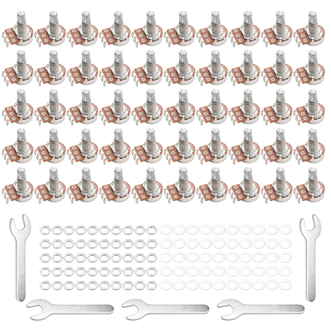 Guitar Potentiometer Audio Pots with Long Split Shaft A500K OHM Replacement for Electric Guitar Pack of 50