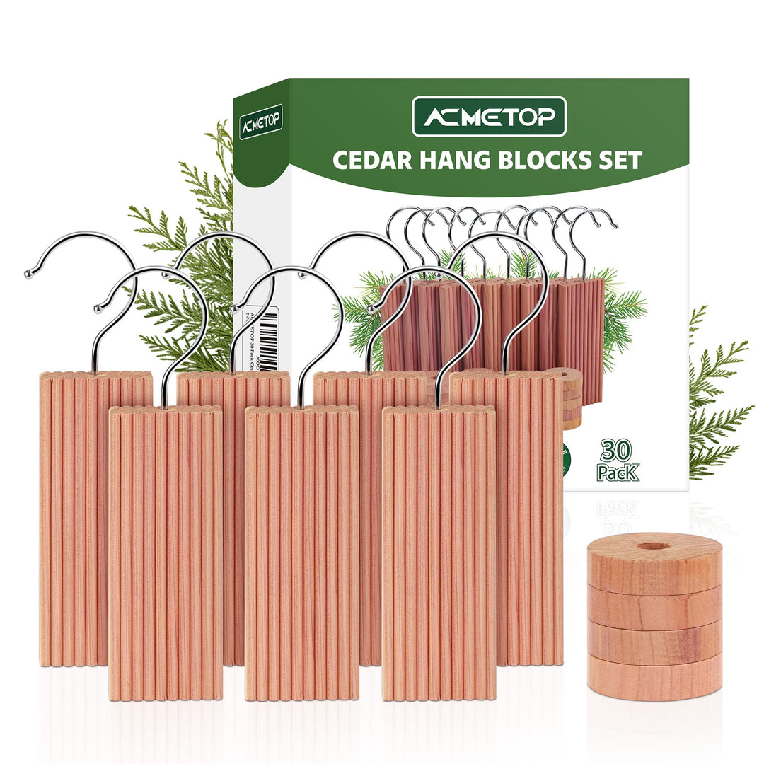 Aromatic Cedar Blocks for Clothes Storage, 100% Natural Cedar Balls Hangers Clothes Protector, Storage Accessories Closets &amp; Drawers (60Pack)