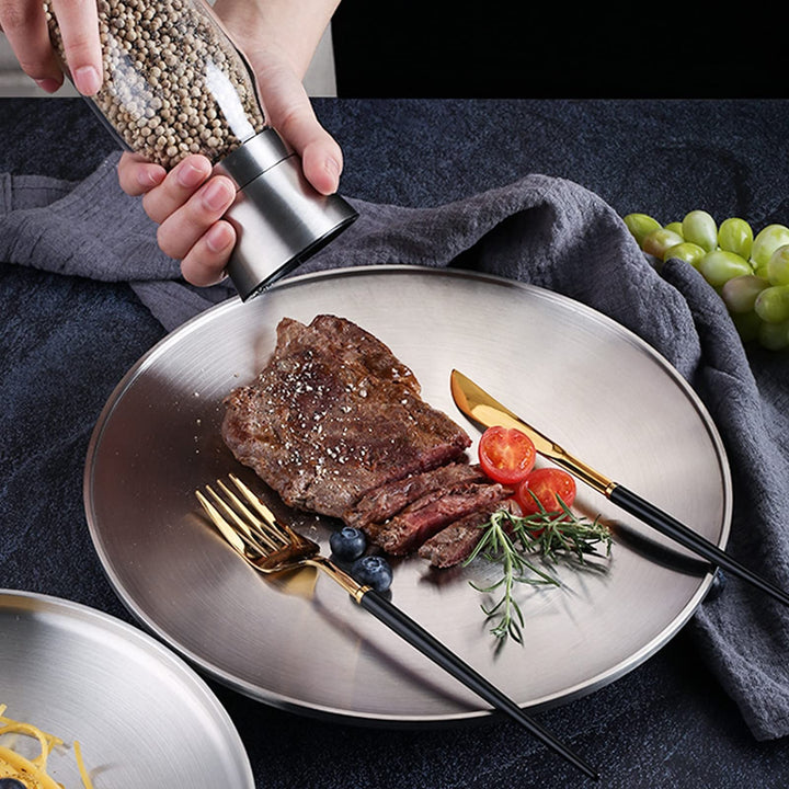 TOPZEA 4 Pack 304 Stainless Steel Dinner Plates, 10 Inc