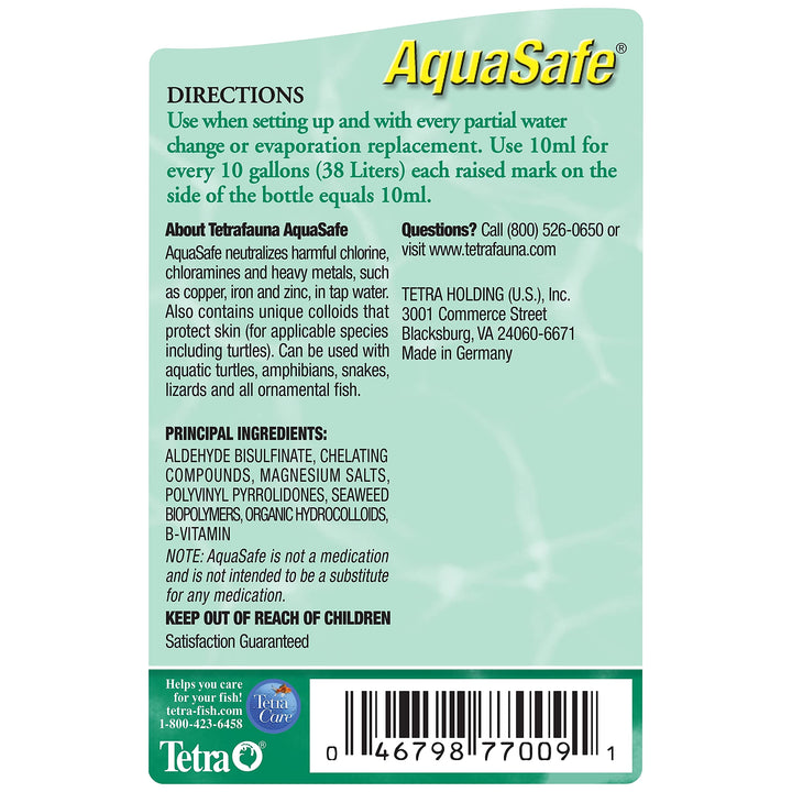 Fauna AquaSafe for Reptiles and Amphibians 3.38 Ounces, Aqua-Terrarium Water Conditioner, Makes Tap Water Safe