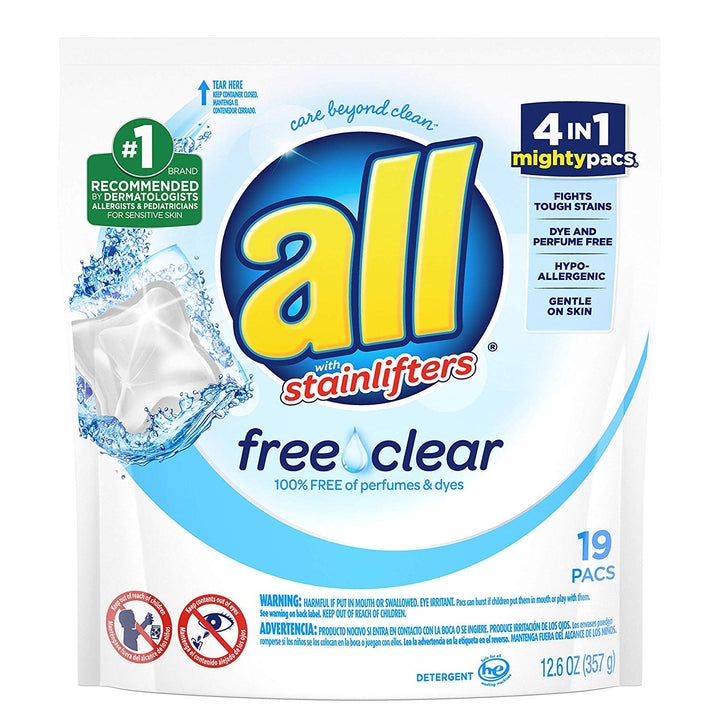 All Mighty Pacs Laundry Detergent, Free Clear for Sensi