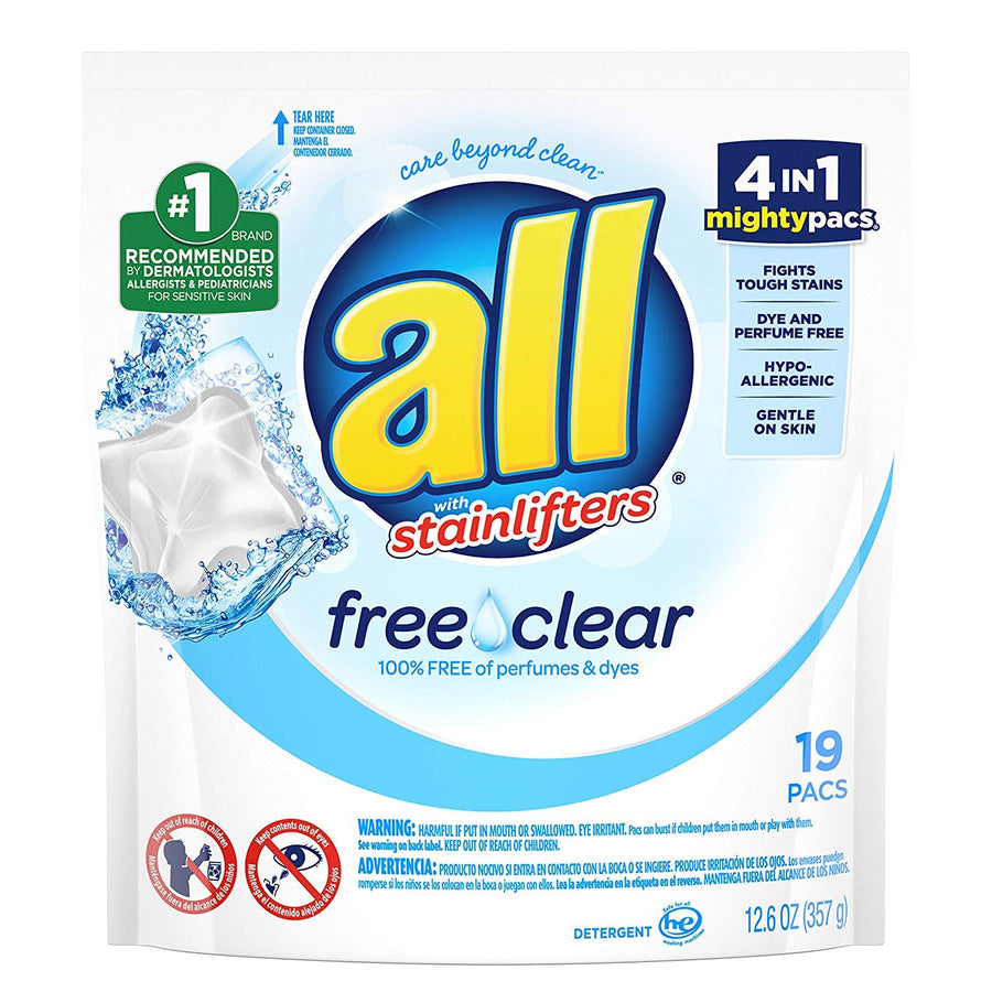 All Mighty Pacs Laundry Detergent, Free Clear for Sensi