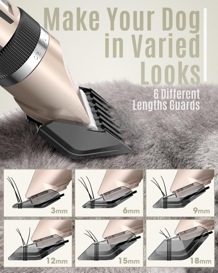 Dog Clipper Low Noise, Dog Grooming Kit with Rechargeable, Dog Shaver Cordless Electric Quiet Hair Clipper Set for Dog Cats Pets(Gold)