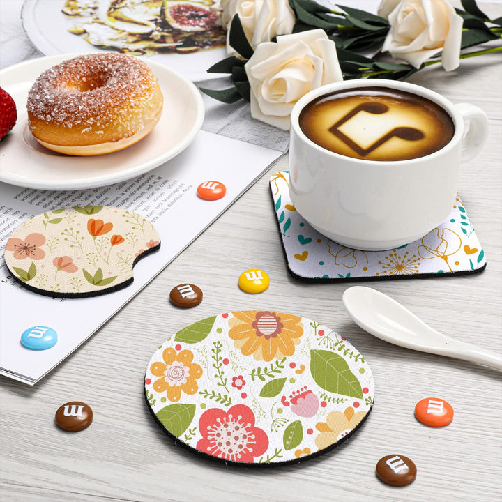 Sublimation Blanks Car Coasters Round Square Sublimation Blank Cup Coasters 3.5 x 3.5 Inch Blank Rubber Coasters Heat Transfer Cup Mat for Small Business Gift DIY Home Kitchen Decor, 45Pcs