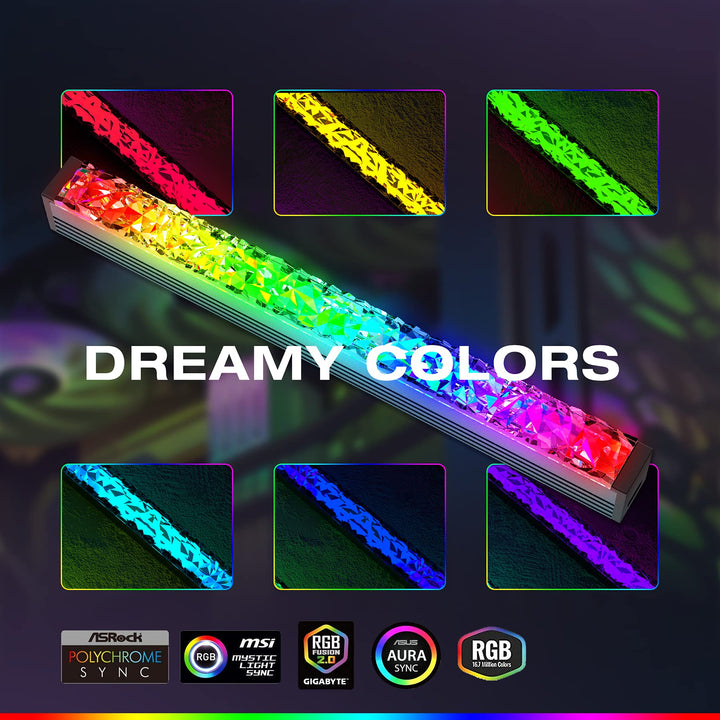 Acrylic ARGB LED Strip for PC Case with 5V 3-pin ARGB LED and 4-pin Header, Compatible with Aura SYNC, Gigabyte RGB Fusion, MSI Mystic Light Sync - 5.6inches