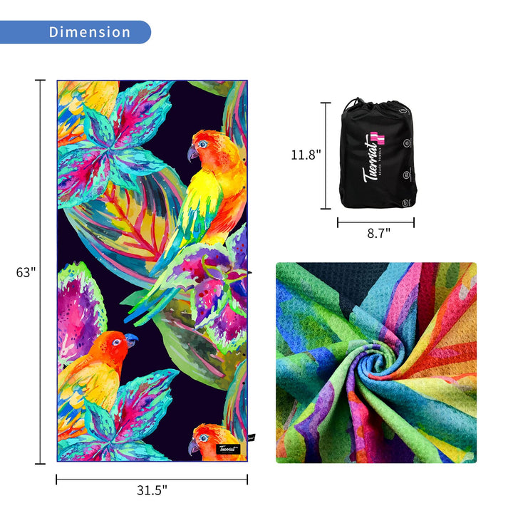 Microfiber Beach Towel Super Absorbent Quick Dry Sand Free Pool Towels Sandproof for Men Women Travel Bath Swimming Outdoors Camping 31.5x63 Night Singing