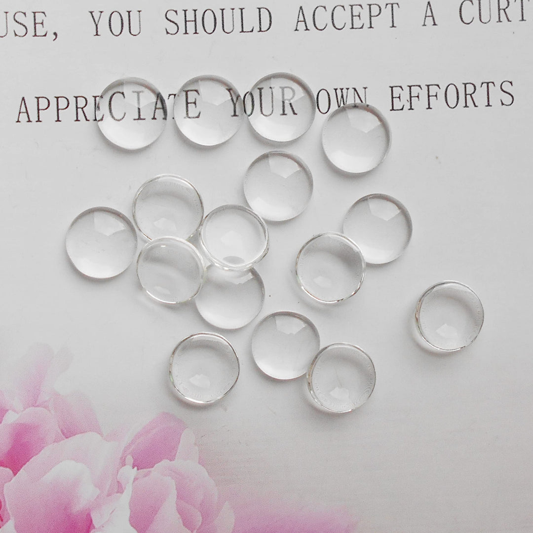 Julie Wang Transparent Glass Cabochons Clear Round Flat