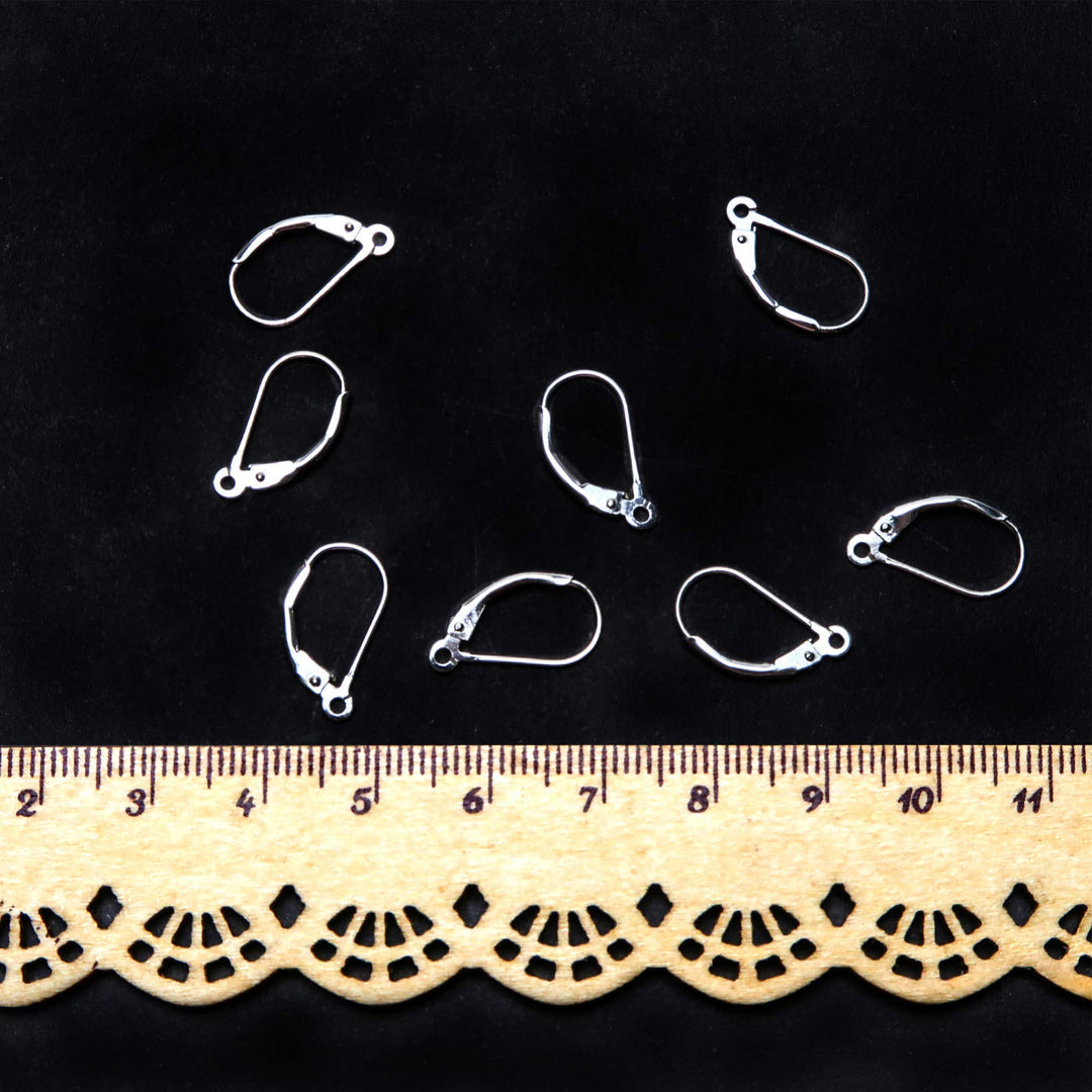 TOAOB 8pcs 925 Sterling Silver Leverback French Earring Hooks Hypoallergenic Dangle Earwire Findings 16x9mm with Jump Rings for Jewelry Making
