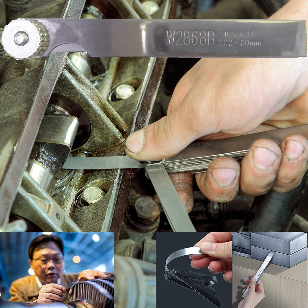 Stainless Steel Feeler Gauge Metric Measuring Tool (0.02-1.00mm, 17 Blades), for Measuring Gap Thickness