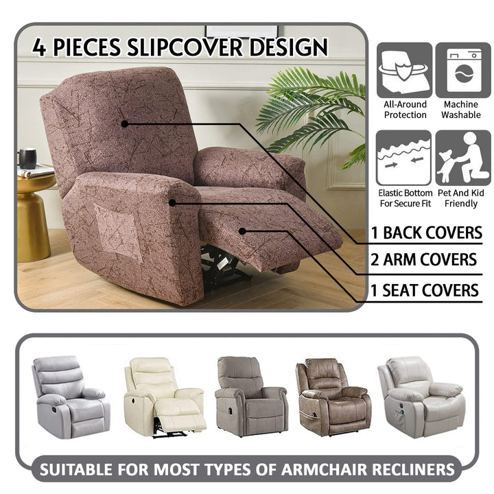 CRFATOP Recliner Chair Slipcovers with Pockets 1Seat Re