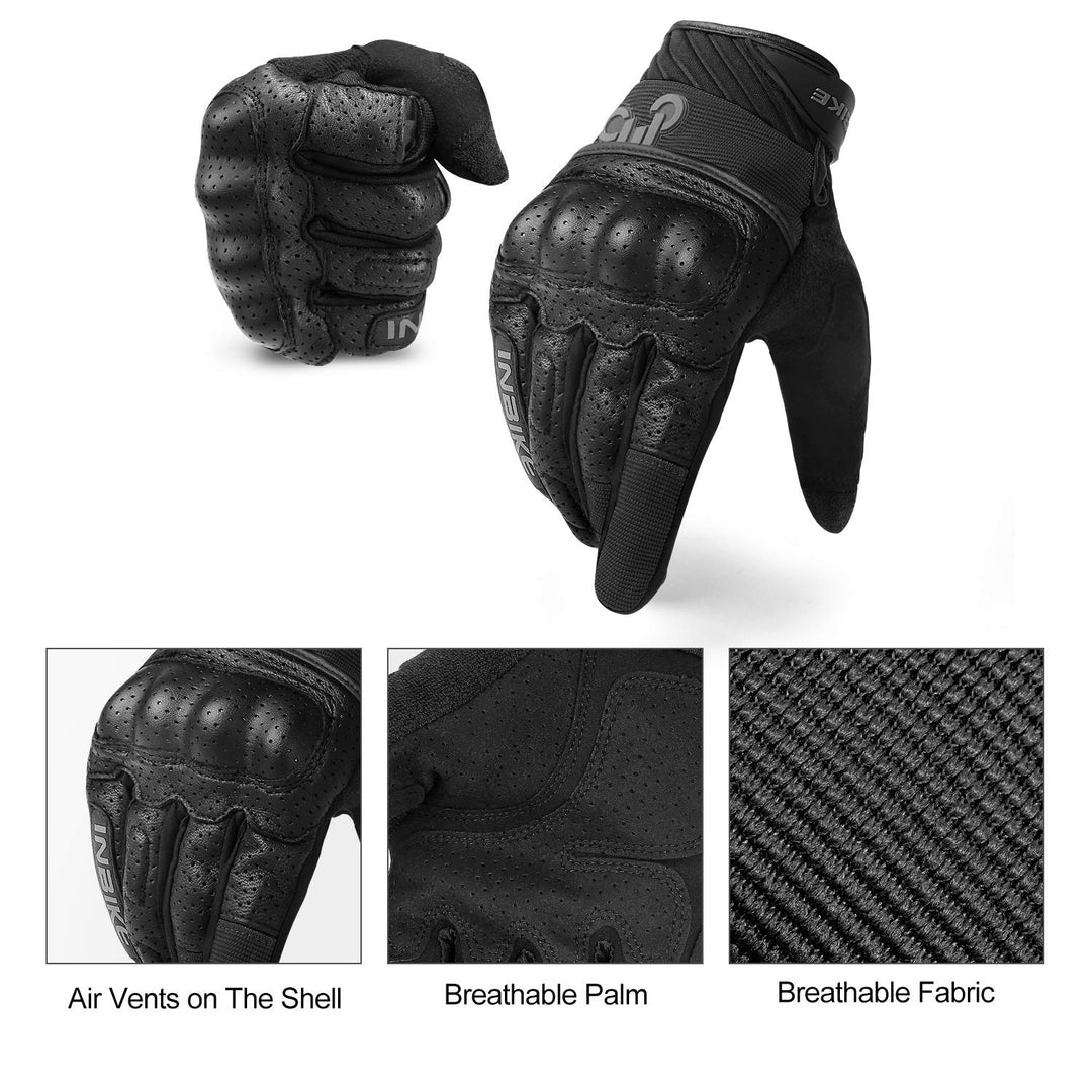 Motorcycle Gloves for Men and Women Touchscreen Breathable Full Finger Motorbike Gloves for BMX ATV MTB Riding, Black M