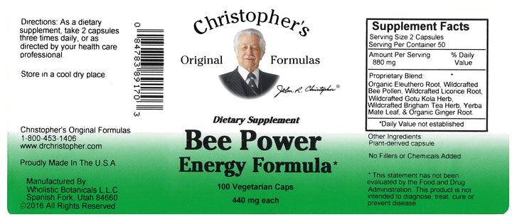 Dr. Christopher&#39;s Bee Power Energy (100 Caps)